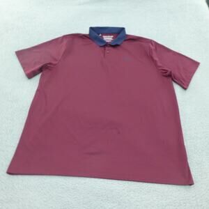 Under Armour Shirt Mens 3XLT Performance Polo Maroon Striped Golf Stretch